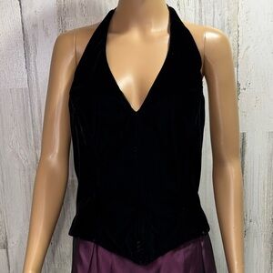 J.R. Nights Elegant‎ Vintage Black Velvet Halter Top